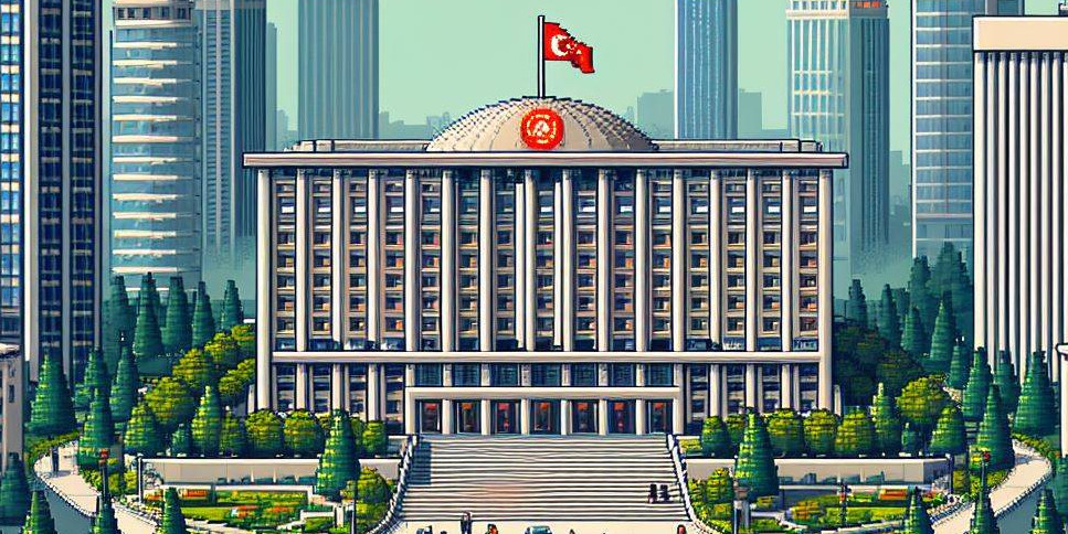 DALL·E 3: A political building in Turkey, pixel art